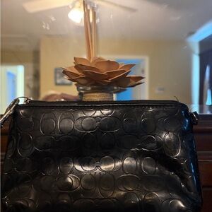 Coach Black Embossed Leather Wristlet